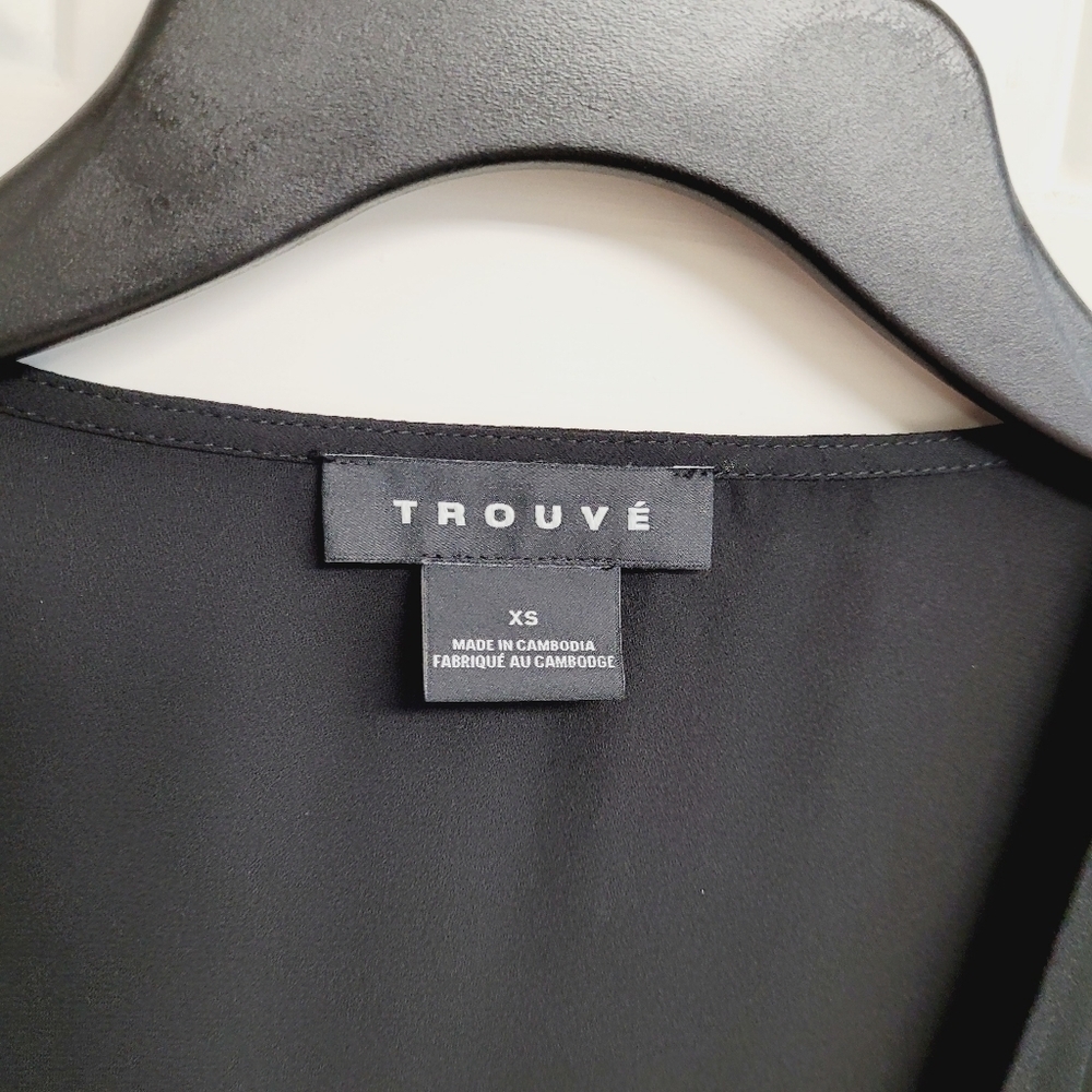 Trouve black sheer‎ long sleeve wrap top - Picture 7 of 10